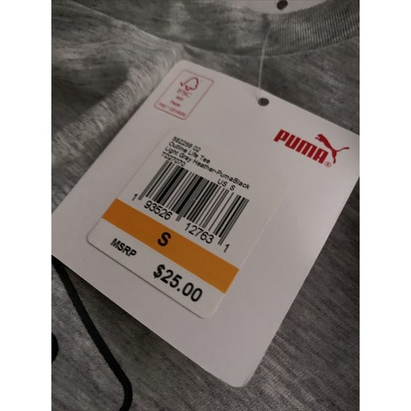 Women’s T Shirt Size S Puma Outline Life Tee Light Gray heather Style TD27070 - Picture 9 of 12